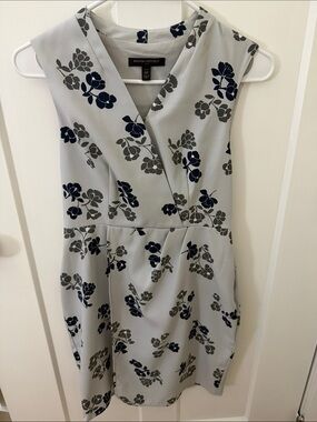 Banana Republic Light Gray Floral Wrap-Style Mini Dress